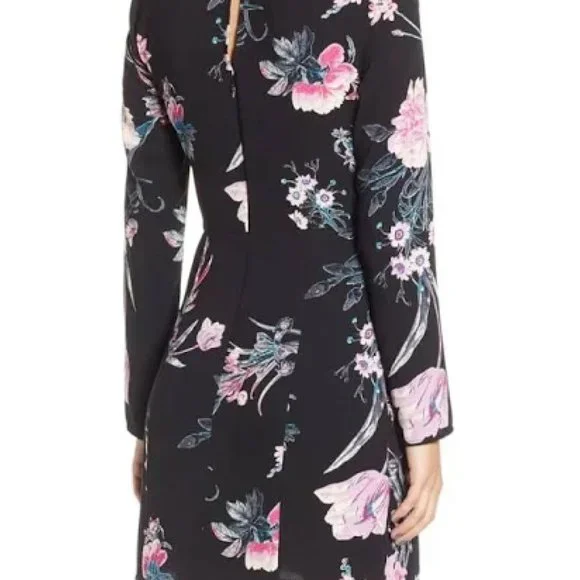 Leith Floral Long Sleeve Dress in Black Size XXS - Picture 4 of 5